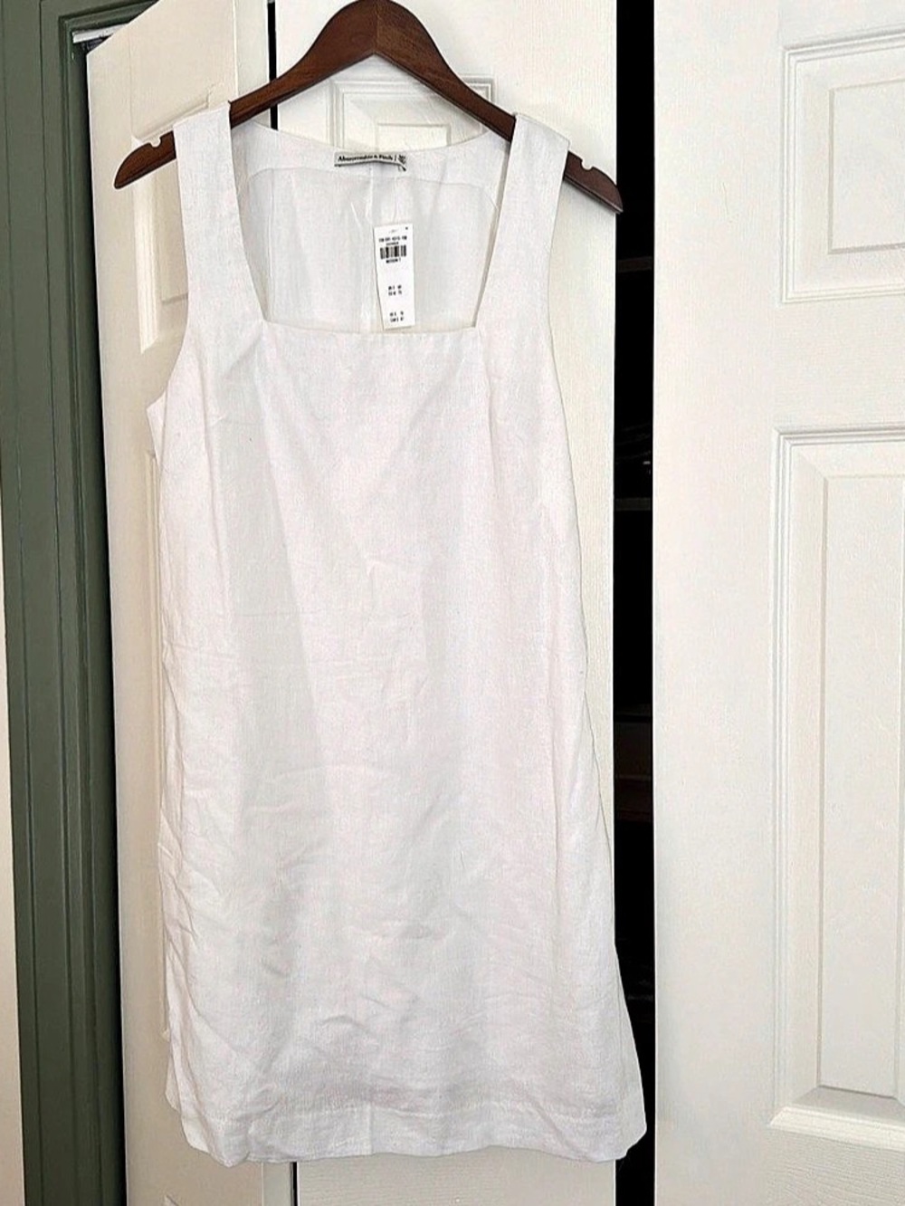 Abercrombie White Linen-Blend Shift Mini Dress